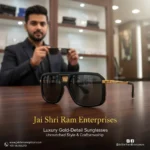 Luxury Gold-Detail Aviator Sunglasses